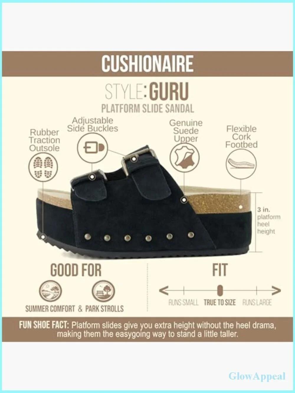 Platform Sandals with Genuine Leather Footbed Studded Chunky Slide